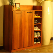 Grand cabinet de chaussure de deux portes, armoire de chaussure de forces de défense principale de mélamine